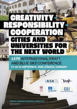 A KRAFT és Blue Sky konferencia plakátja Kőszegen, 2025. Szeptember 17-19. Kreativitás, felelősség, együttműködés.