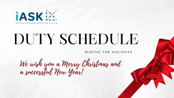 iASK Kőszeg ünnepi ügyeleti beosztás hirdetése, piros szalaggal. Kellemes karácsonyt és boldog új évet kívánunk!